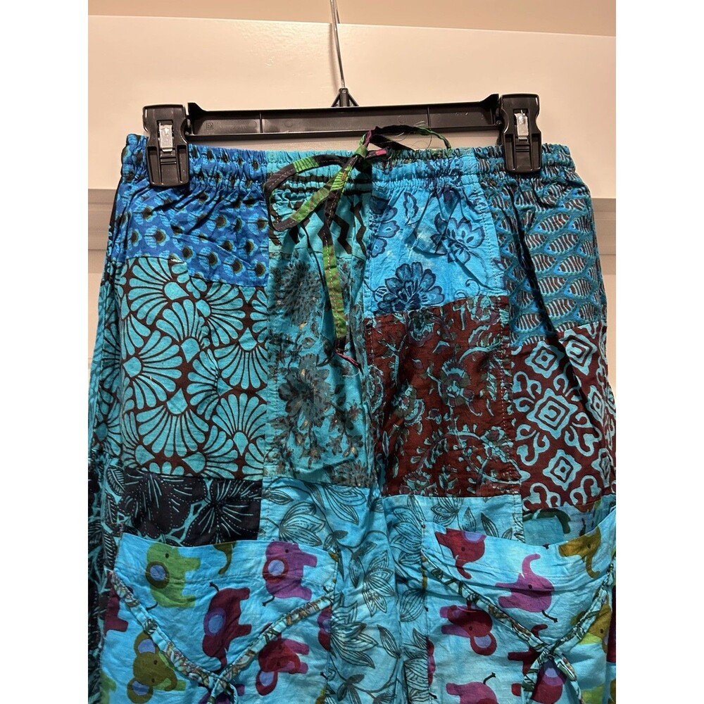 Cotton Patchwork Harem Pants Boho Hippie Pants Wide Leg Bohemian Size Small
